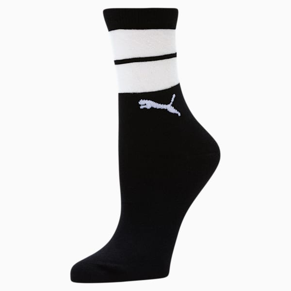 Women's Sheer Stripes Crew Socks [1 Pair], BLACK, extralarge